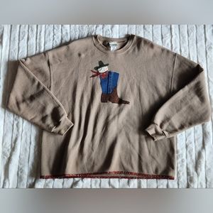 Vintage Lee Heavyweight Embroidered County Booty Sweater Women Size XL